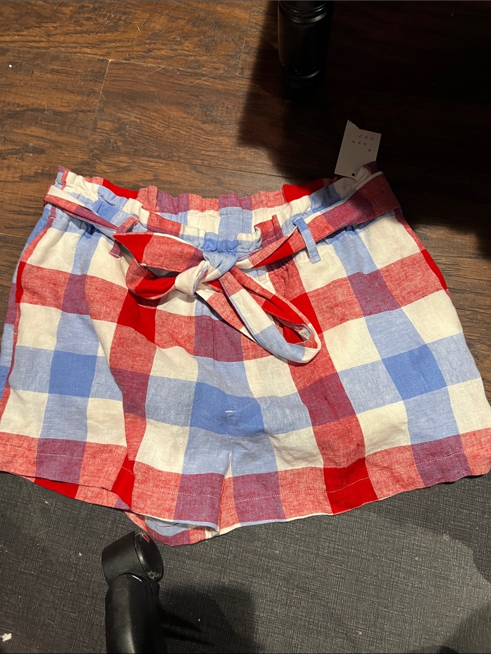 a new day Red, Blue & White Gingham Tie-Waist Shorts